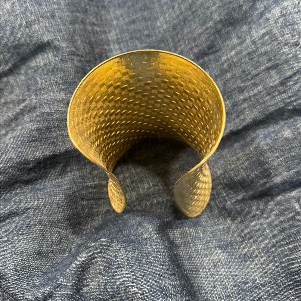 Vintage Gold Textured Cuff Bracelet - Picture 3 of 8
